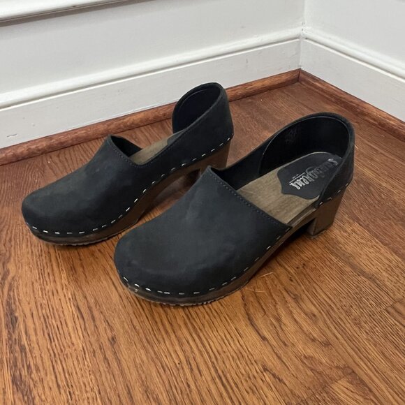 Sandgrens Swedish Clogs Wood Base Leather Round Toe – Size 38 EU / 7.5–8 US - Picture 4 of 6